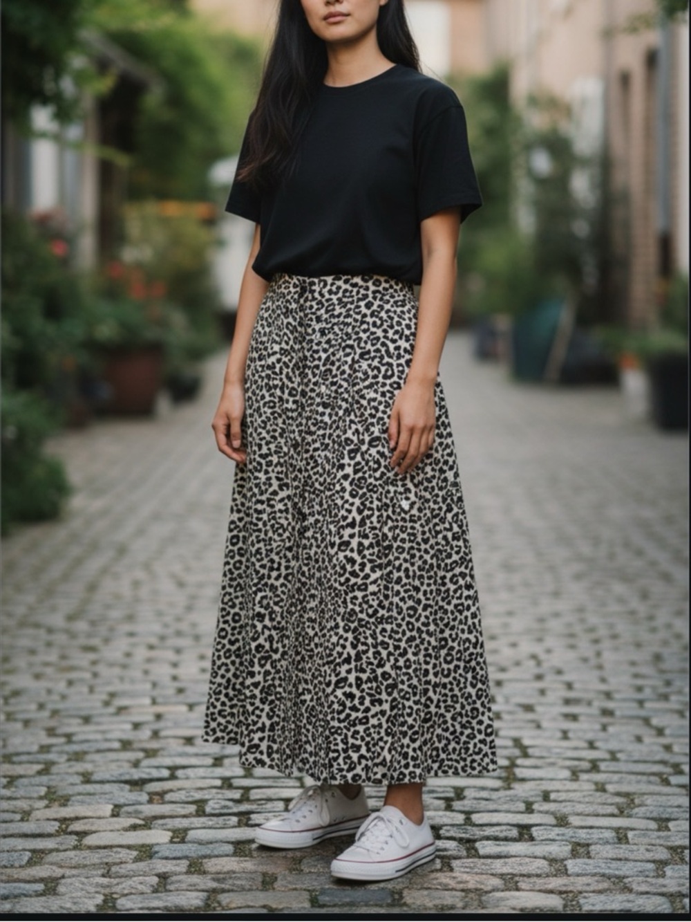 ERA Animal Leopard Button Front Midi Skirt 14